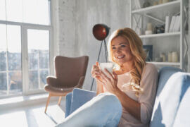 woman sitting with tea