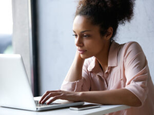 woman using laptop