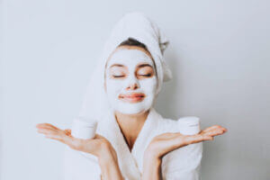 Woman in beauty mask